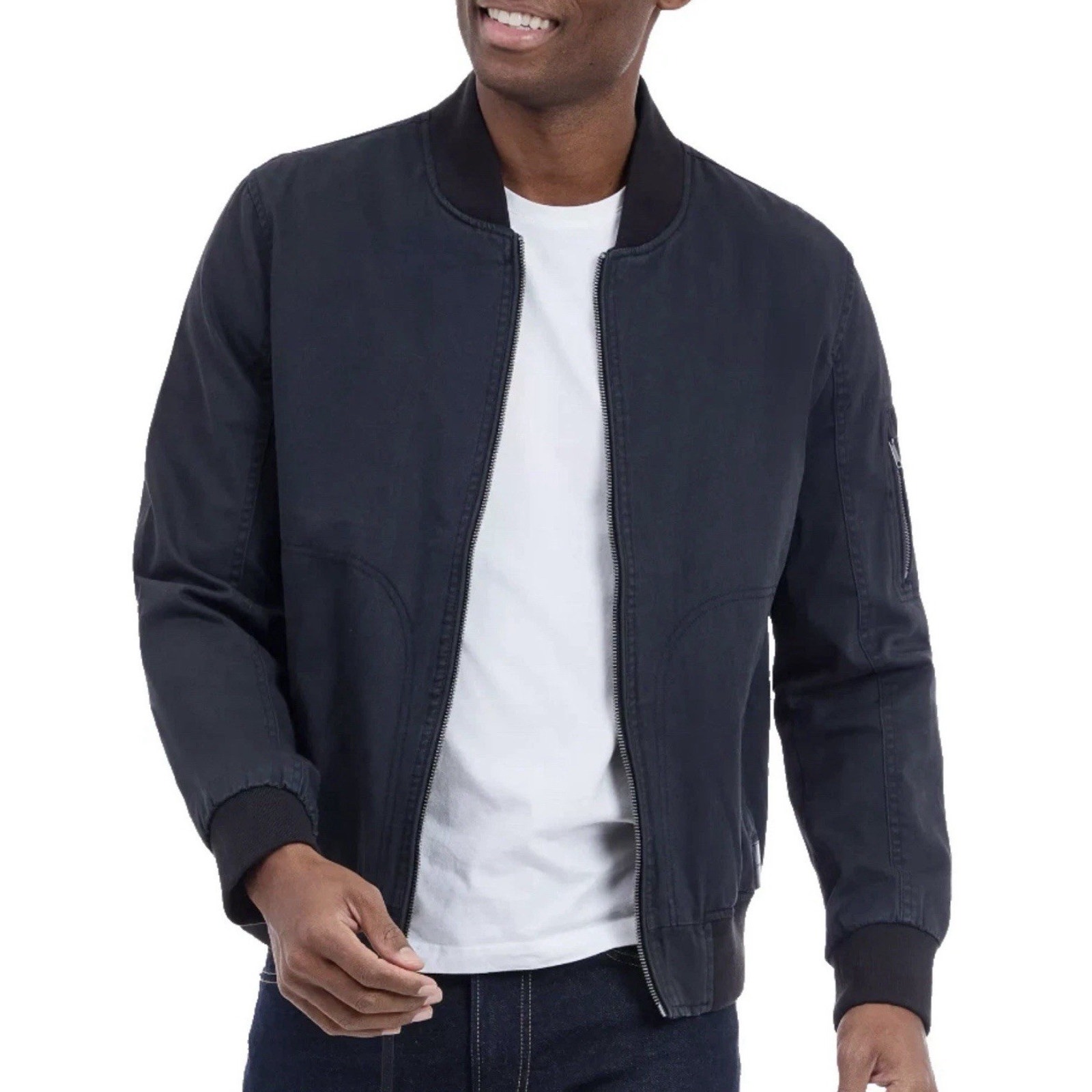 Nwt Lucky Brand Men's Full-Zip Classic Cotton Bomber Jacket Blue Size Small